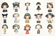 Retro Girls Clipart Bundle, an Illustration by DreamCafeArt (Thumbnail 5 of 5)