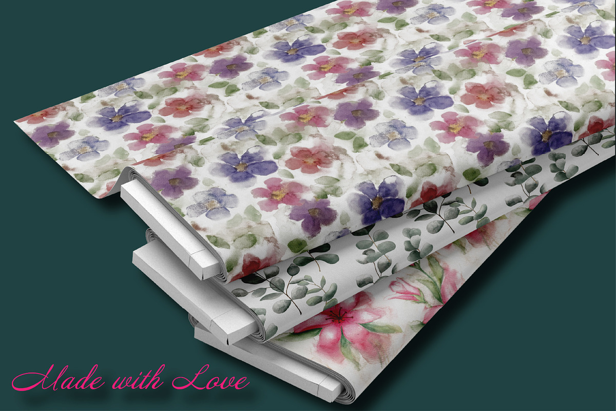 Bright watercolor flowers, a Pattern Graphic by Digital illustration shop (Photo 4 of 4)