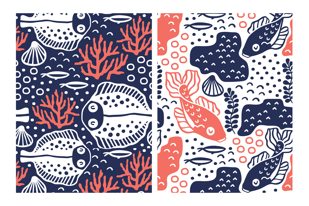 SEA LIFE | Seamless patterns pack, a Pattern Graphic by Nastya Tkachova (Photo 3 of 6)