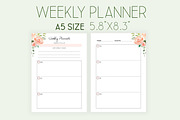 Weekly Planner A5 Inserts, a Stationery Template by EasyLifePlanners (Thumbnail 2 of 6)
