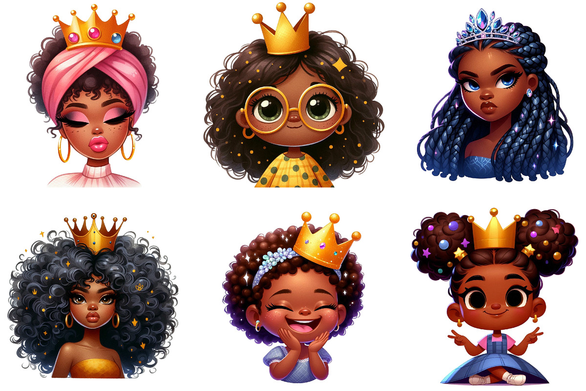 Quirky African American Girl with Cr, an Illustration by DreamArtGraphic (Photo 2 of 4)