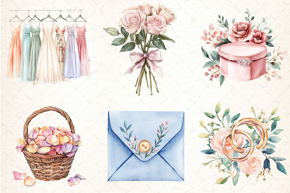 Pastel Floral Wedding Collection, an Illustration by DreamCafeArt (Photo 4 of 7)