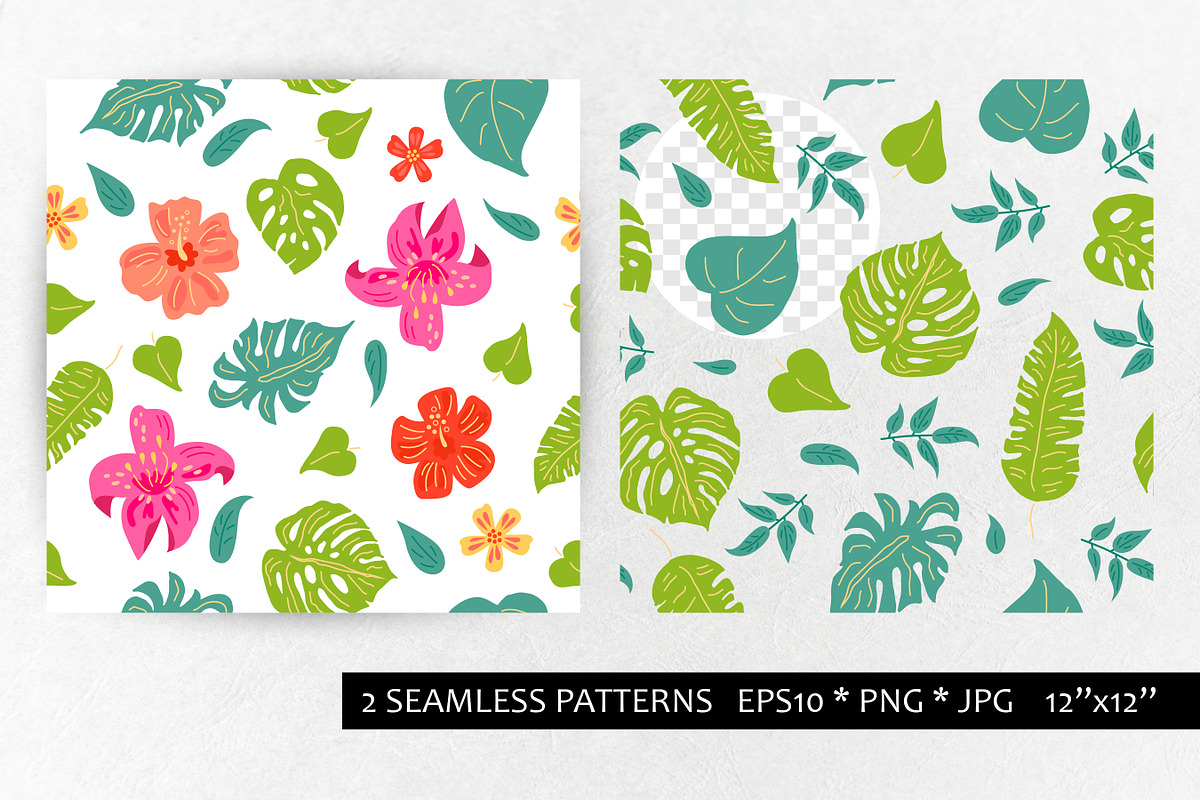 Tropical flowers and leaves, vector., an Object Graphic by VaraNa Art (Photo 8 of 9)