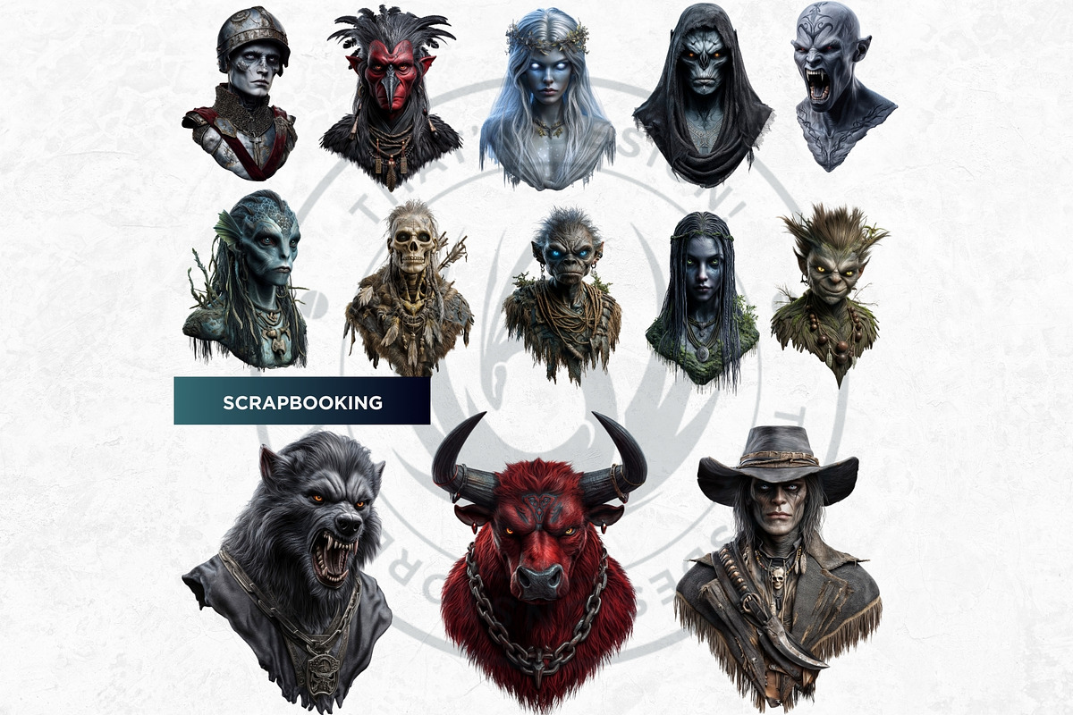 Creatures of Folklore Clipart Set, a Person Illustration by ThatsDesignArt (Photo 4 of 10)