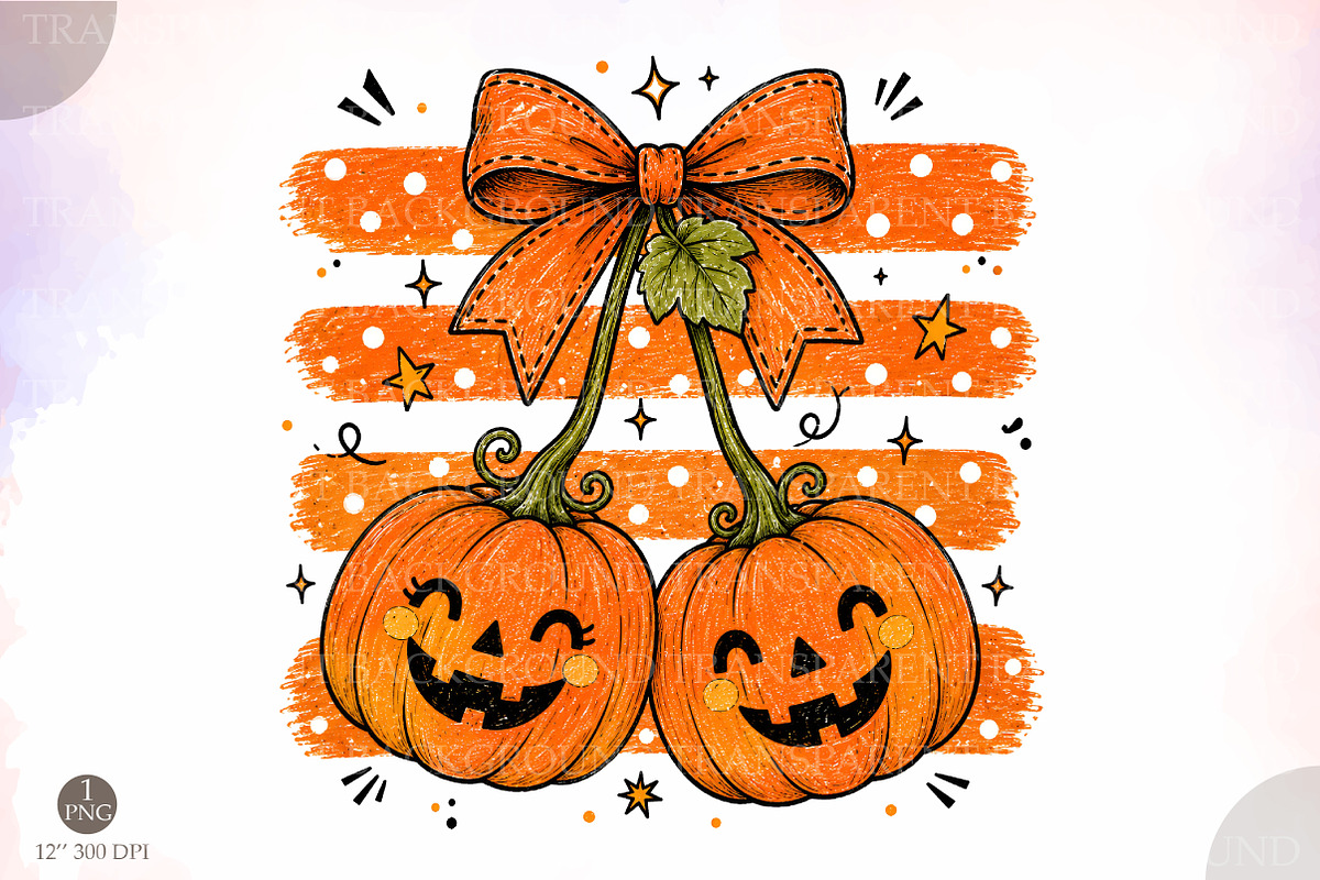 Striped Pumpkin Cherries Png,Vintage, a Seasonal Illustration by Libby Wishes (Photo 1 of 3)