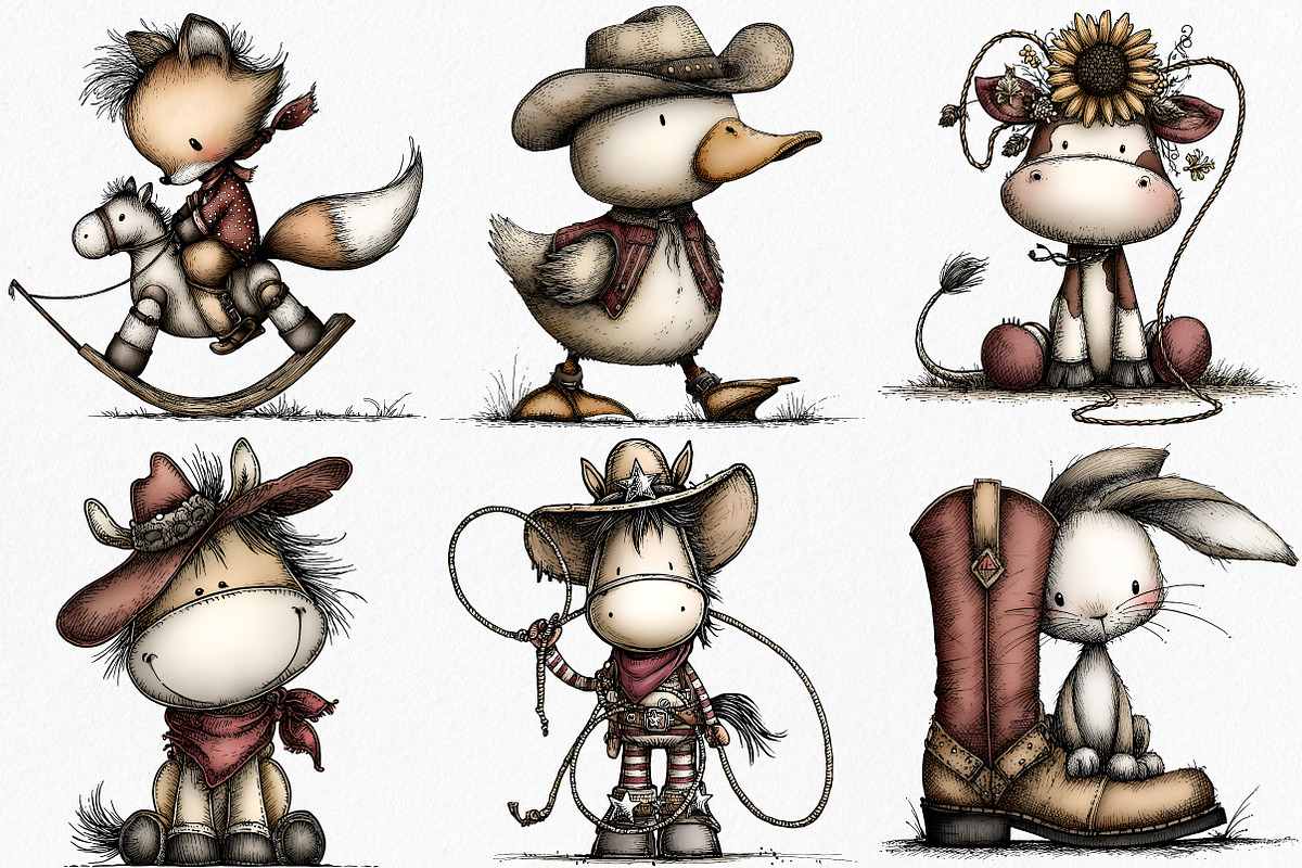 Whimsical Western Animal Clipart, an Illustration by Canvas Craft (Photo 4 of 7)