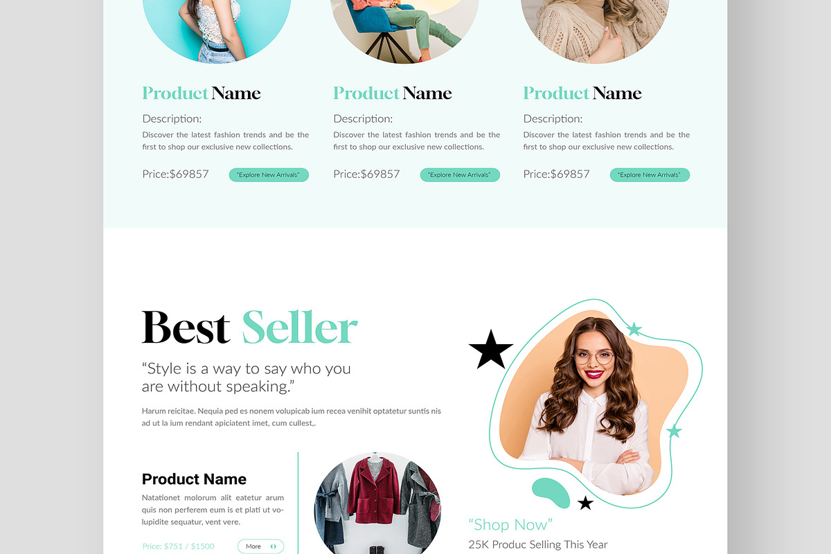 Fashion Landing Page Layout, an UI Kit Template by CreativeShaper (Photo 4 of 6)