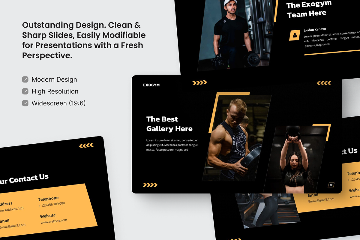 Exogym Fitness And Gym Google Slide, a Presentation Template by SquidPixey (Photo 3 of 6)