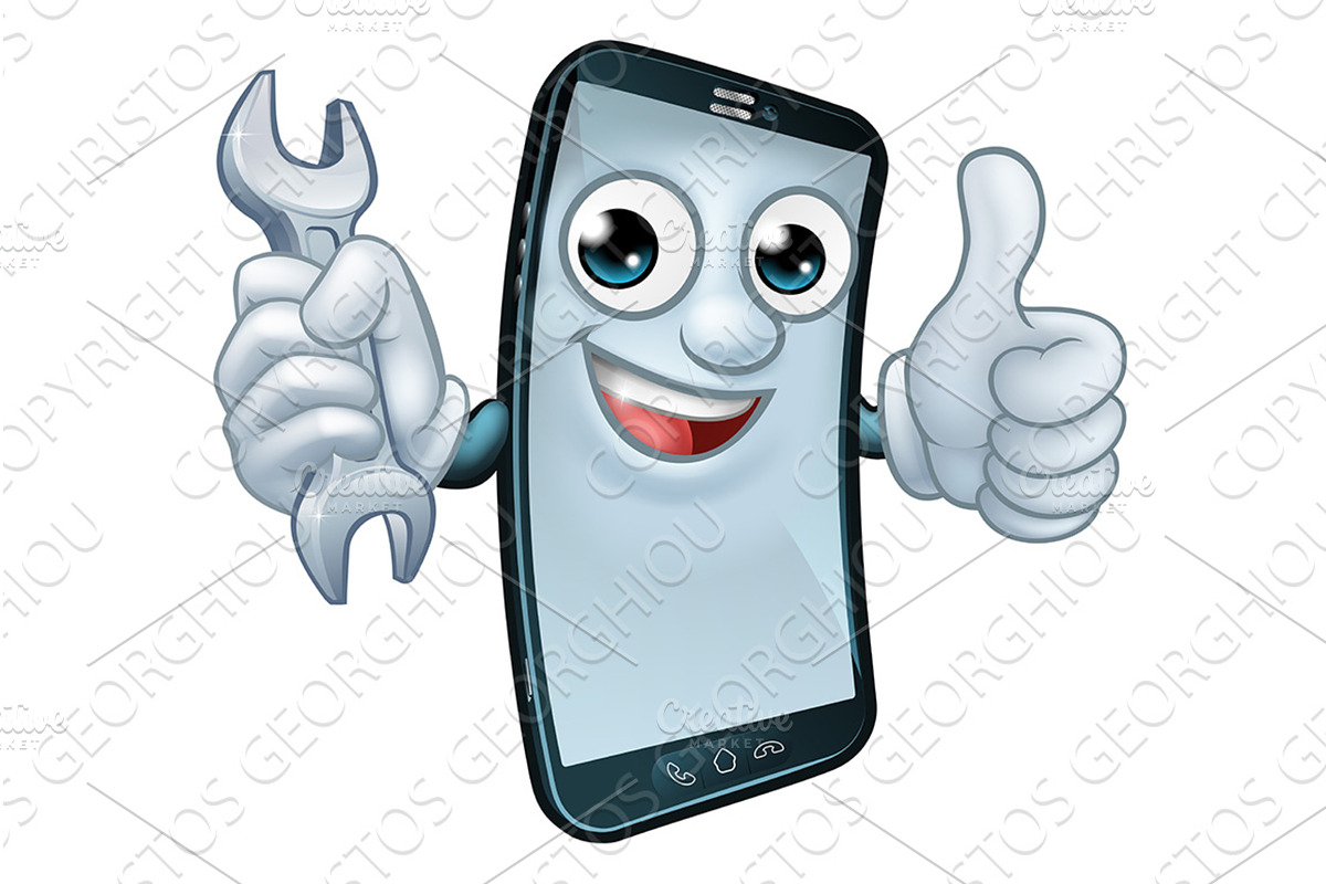 Mobile Phone Repair Spanner Thumbs, a Technology Illustration by Christos Georghiou