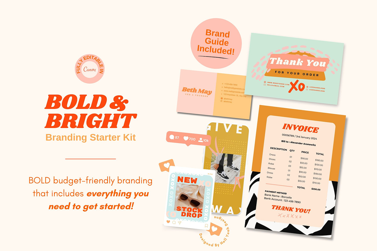 Bold & Bright Branding Starter Kit, a Branding & Logo Template by Hell Yeah Designs (Photo 2 of 18)