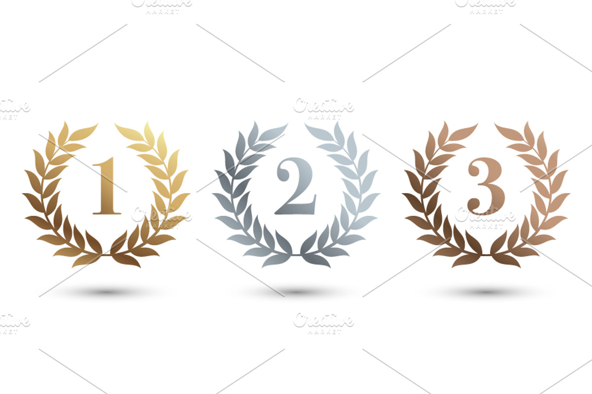 Laurel Wreath Medal Set, a Solid Icon by Black White Mouse Design (Photo 1 of 4)