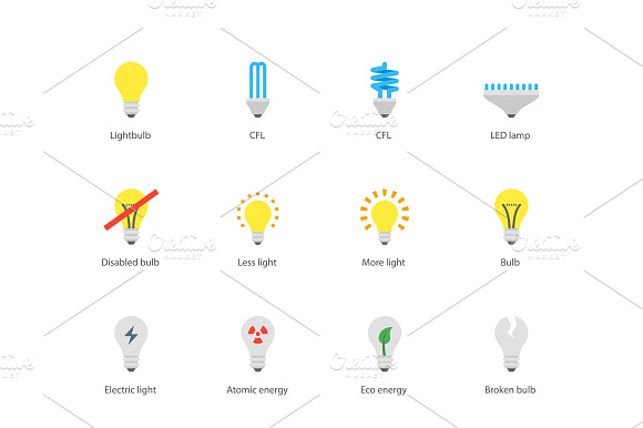 Light Bulb And Cfl Lamp Icons