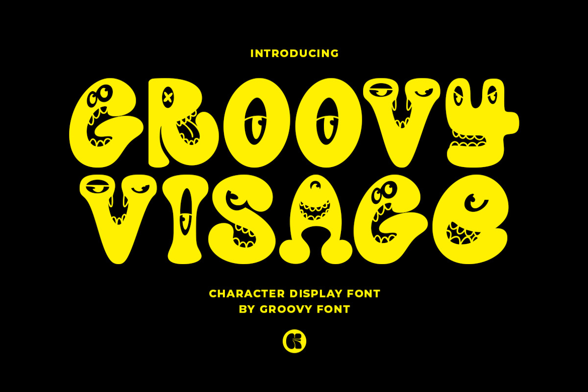 Groovy Visage Character Display Font, a Font by GroovyFontCo (Photo 1 of 7)
