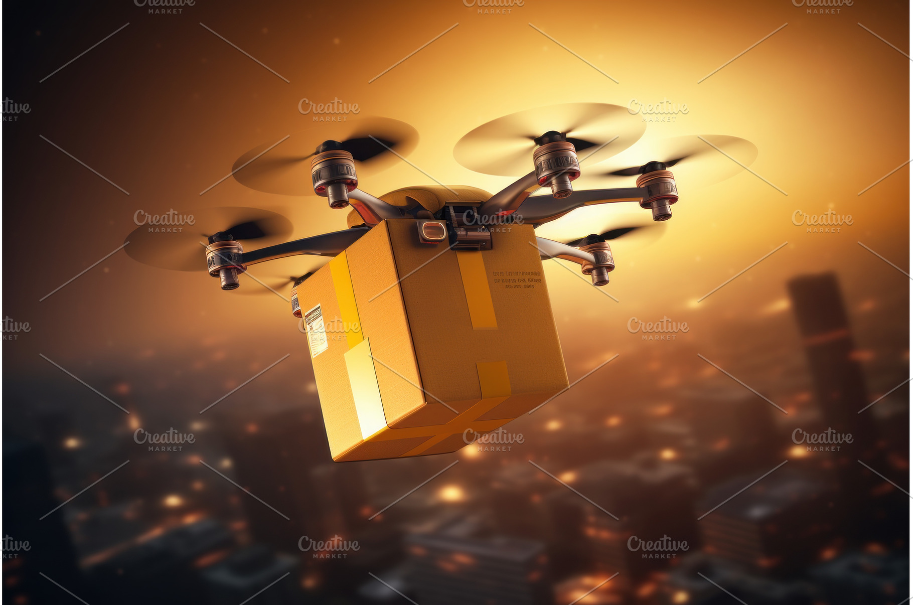 High-tech Drone parcel delivery, a Transportation Photo by Ylivdesign