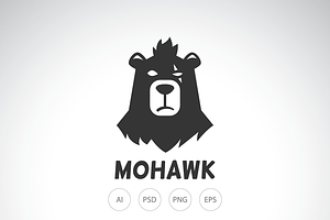 Mohawk Bear with Scar Logo Template