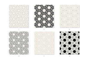 Hexagons & Petals. Seamless Patterns