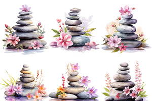 Zen Stones Spa Art Clipart Bundle