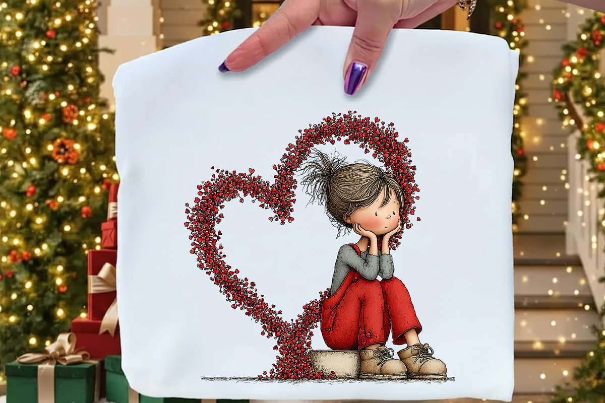 Quirky Valentine Girl Clipart, an Illustration by Craft Nest (Photo 4 of 10)