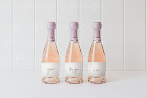 Pink Champagne Bottle Label Mockup