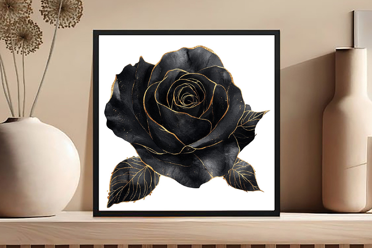 Black and Gold Rose Clipart, an Illustration by DreamCafeArt (Photo 5 of 7)