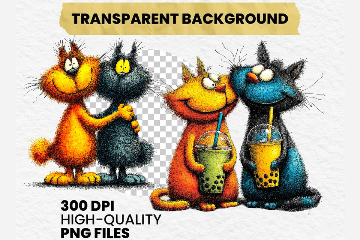 Best Cat Friend, Quirky Cat Clipart, an Illustration by Dream Creation (Photo 8 of 8)