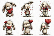 Funny Valentine Bunny Clipart, an Illustration by Craft Nest (Thumbnail 4 of 10)