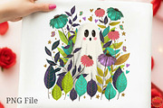 Halloween Fall Floral Boho Ghost Png, an Illustration by designcity5 (Thumbnail 1 of 4)