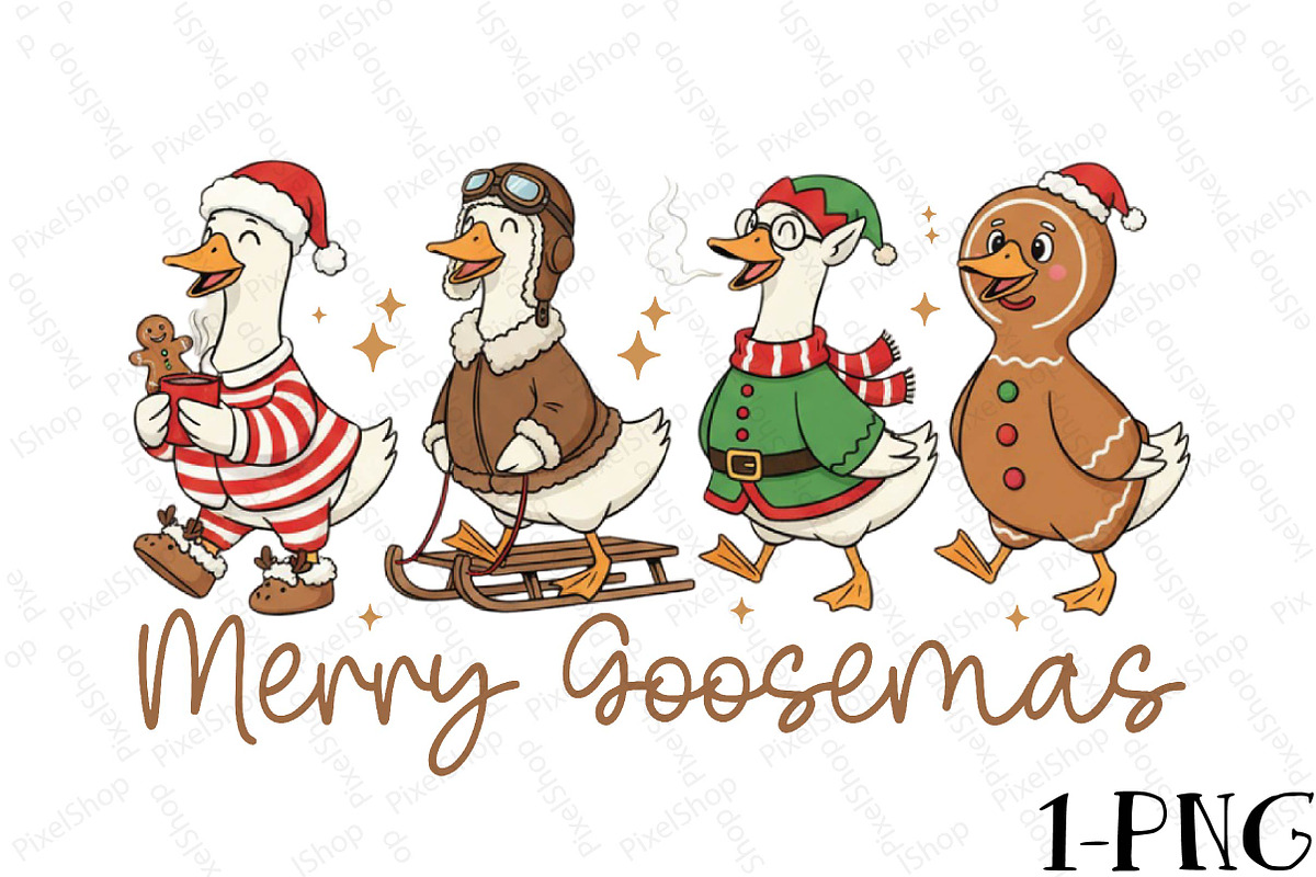 Merry Goosmas PNG-Christmas Goose PN, an Illustration by DreamPrint404