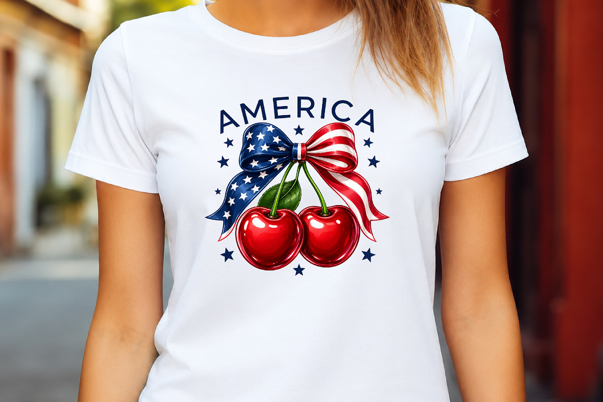 America Cherry Bow PNG Design, a Seasonal Illustration by DreamArtGraphic (Photo 4 of 5)
