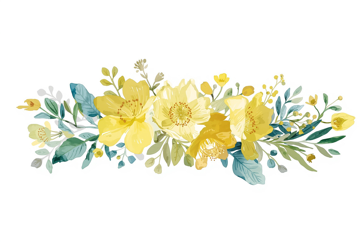 Sunny Yellow Floral Set, an Illustration by Designs_River (Photo 11 of 11)