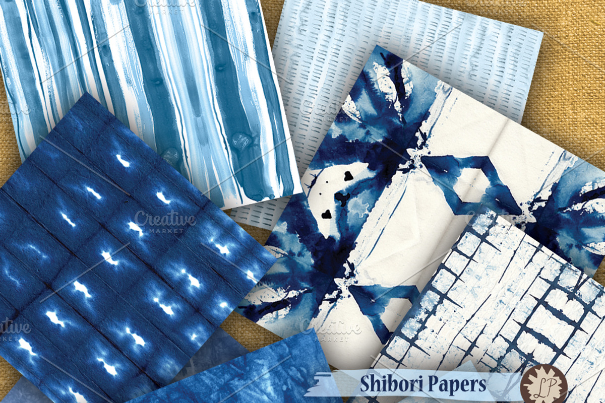 Blue Shibori Paper Pack, a Pattern Graphic by Liz Plummer (Photo 4 of 5)