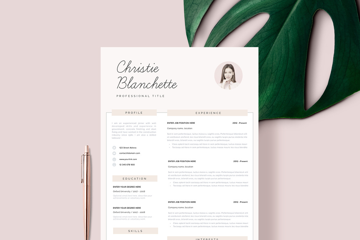 Resume Template CV 1, 2 page, a Resume Template by Resume Angels (Photo 1 of 9)