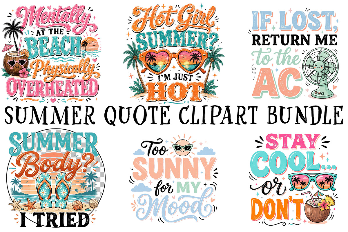 Summer Quote Clipart Bundle, a Seasonal Illustration by OK Design (Photo 2 of 6)