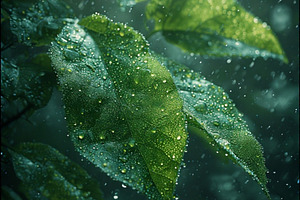 Green leaves with rain drops, a Nature Photo by ComfortQ