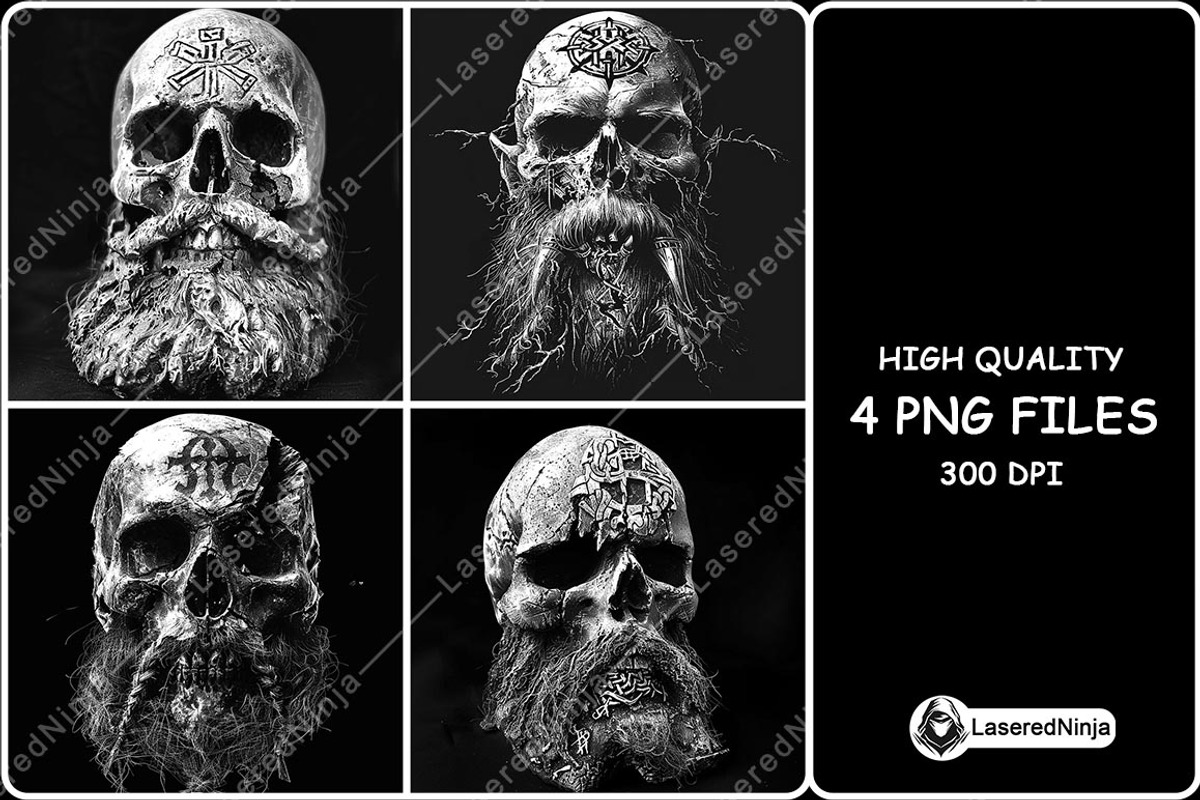 Old Viking Skull Beard Moustache, a Background Graphic by LaseredNinja (Photo 1 of 7)