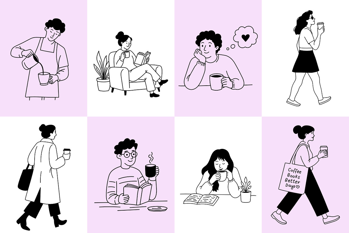 35 Cafe | Coffee vector Illustration, a Person Illustration by aivos (Photo 2 of 6)