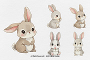 15 Bundle Watercolor Baby Rabbit, an Animal Illustration by Morspective (Thumbnail 7 of 8)