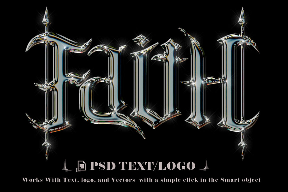 Elegant Metal Chrome Text Effect, a Layer Style Add-On by one-touch (Photo 2 of 3)