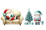 Whimsical Santa Claus & Coffee Clipa, an Illustration by Designworld (Thumbnail 4 of 4)