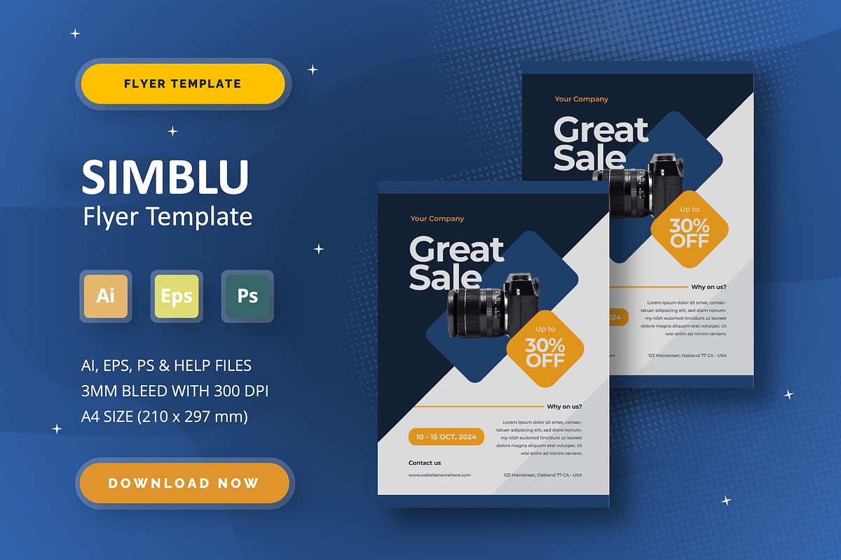 Simblu - Flyer Template, a Flyer Template by StreaksideStd