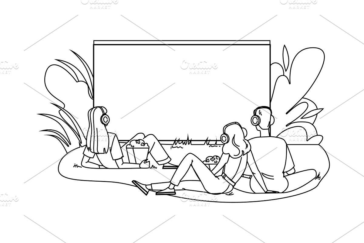 movie outdoor cinema vector, a Person Illustration by pikepicture