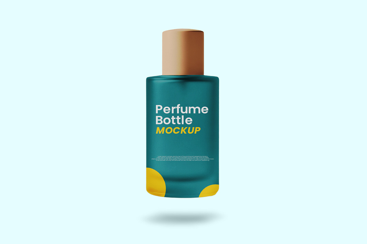 Floating teal perfume bottle mockup, a Packaging Mockup by Viswal Studio (Photo 2 of 2)