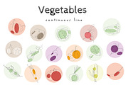 Vegetables in continuous line SET, a Food Illustration by WildStrawberry Magic (Thumbnail 1 of 4)
