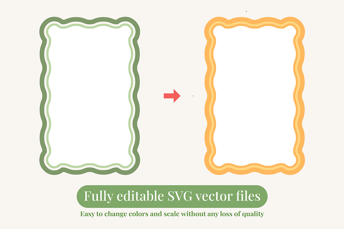 Scallop Wavy Frame Vector Bundle, a Decorative Illustration by Kusumaillustration (Photo 3 of 15)