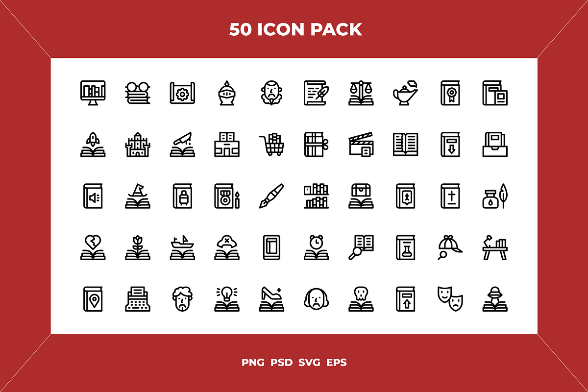 Literature icons, an Outline Icon by Wencory (Photo 1 of 2)