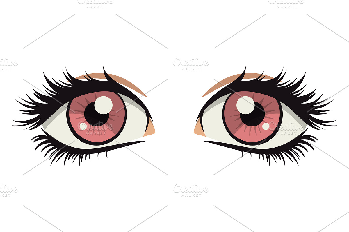 Anime Style Vector Set of Flat Eyes., a Person Illustration by Gomolach (Photo 4 of 25)