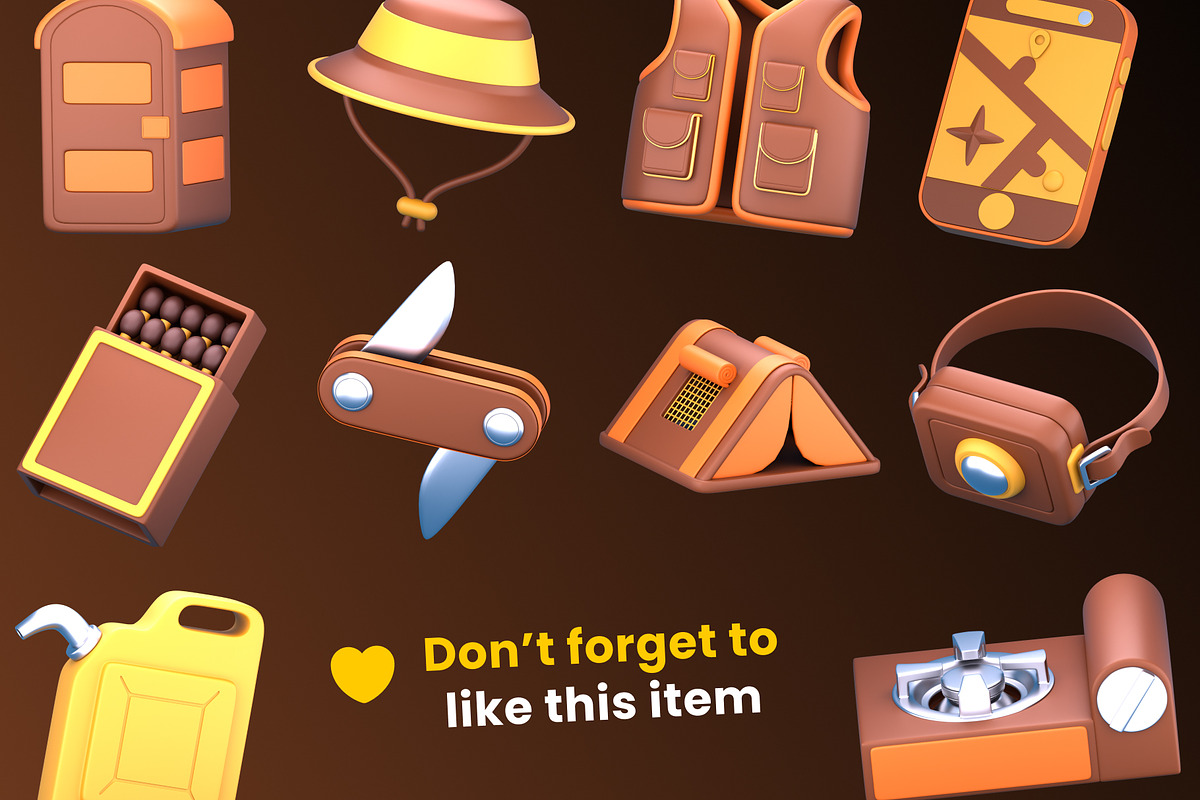 Adventure & Camping 3D Icon Pack, a Furniture 3D Model by orenjidesign (Photo 8 of 8)