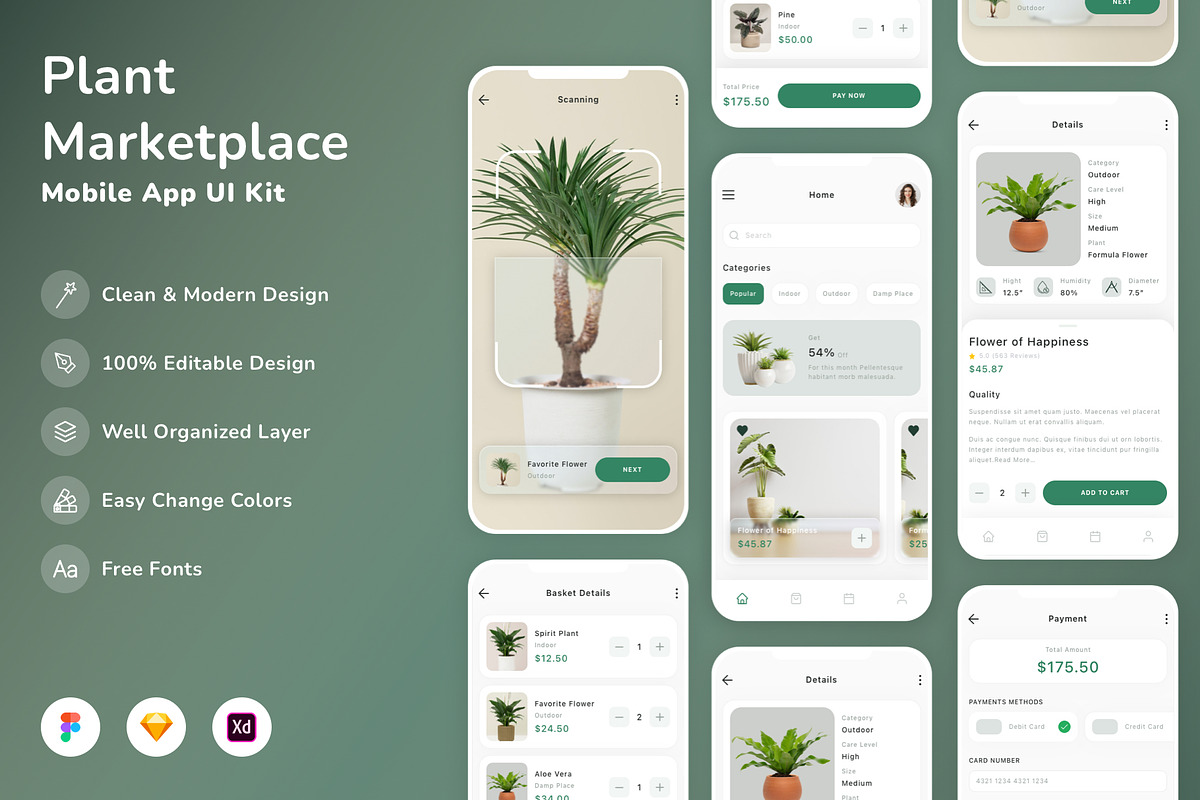 Plant Marketplace Mobile App UI Kit, an UI Kit Template by Betush