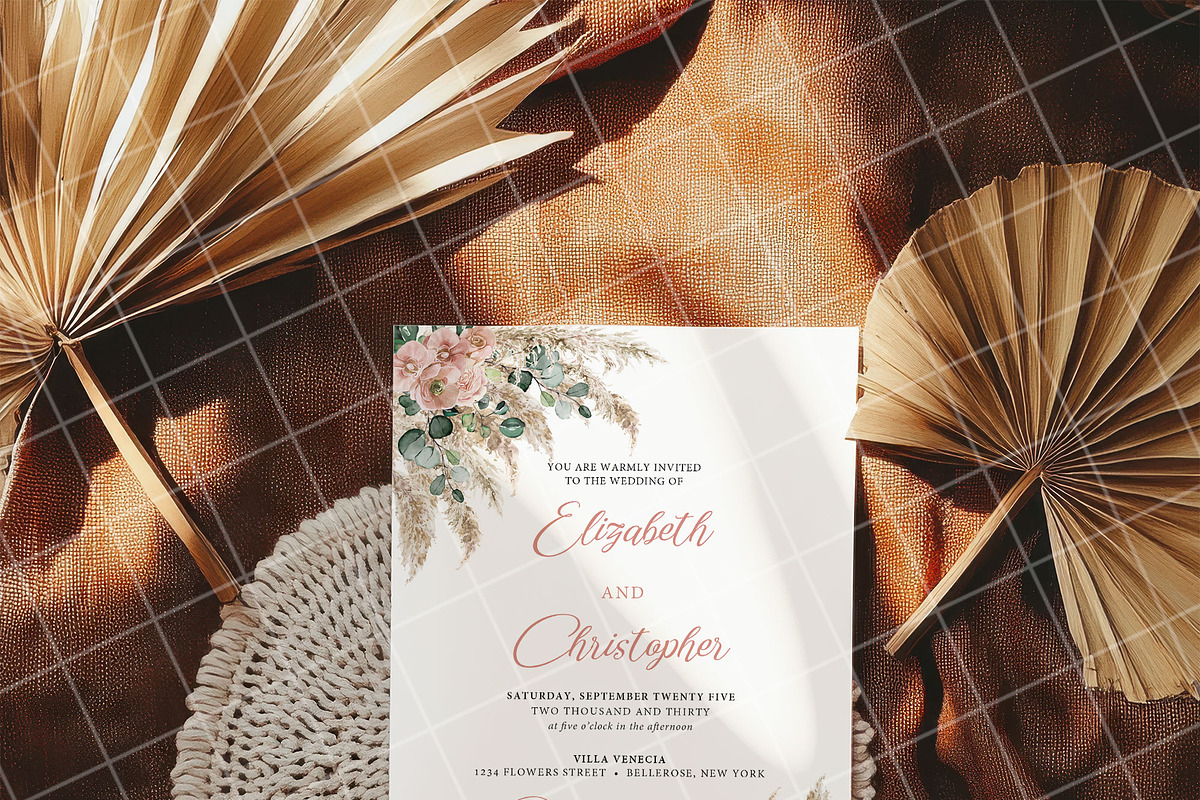 Boho 5x7 Invitation card mockup PSD, an Advertising Mockup by Blush Roses Print (Photo 6 of 9)