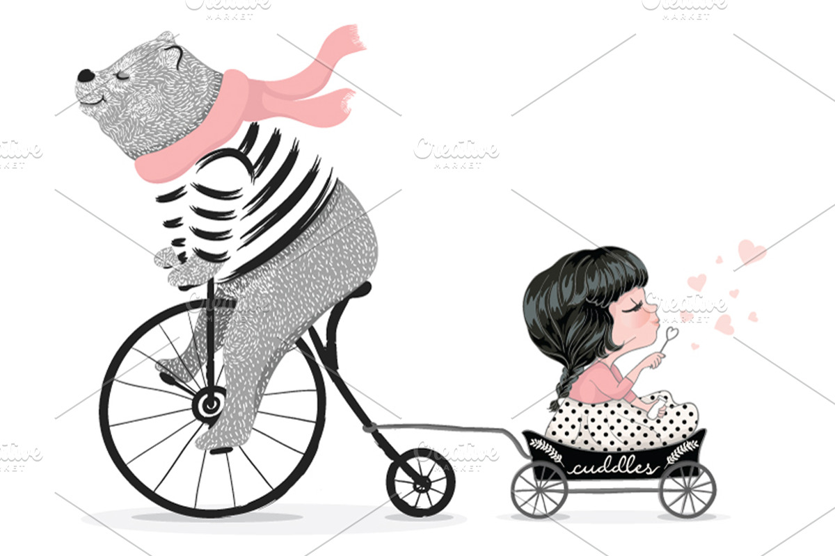 cute bear-cartoon girl-bear vector, an Animal Illustration by StudioLondon (Photo 1 of 2)